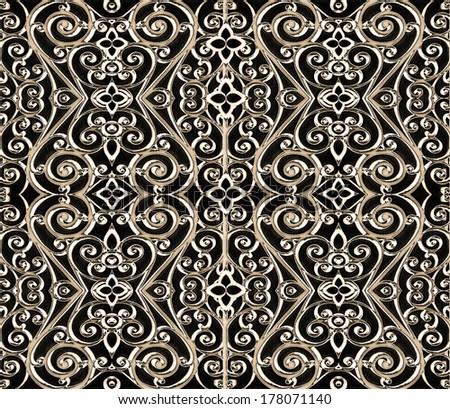 Decorative digital photo collage and manipulation ornament fancy pattern in gold and black colors