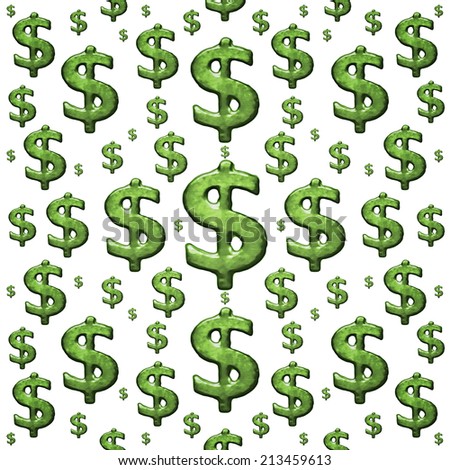 Dollar sign or money symbol pattern in grunge style in green tones against white background.