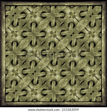 Islamic style art stone motif abstract geometric arabesque photo collage manipulated digital technique pattern background in brown tones.