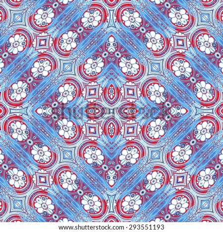 Digital art technique modern baroque abstract decorative seamless pattern design in vivid mixed colors.