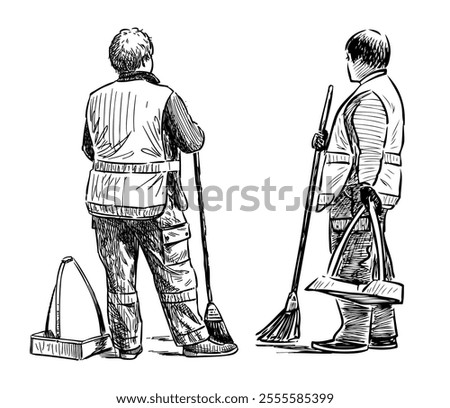 Similar – Image, Stock Photo Broom and shovel standing at brick wall