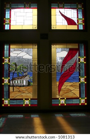 Beautiful church window at a small church in Islamorada,Florida