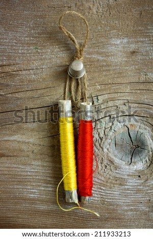 Colored spools of cotton thread