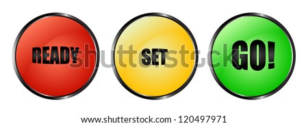 Red, yellow and green buttons ready set go! Stock foto © 