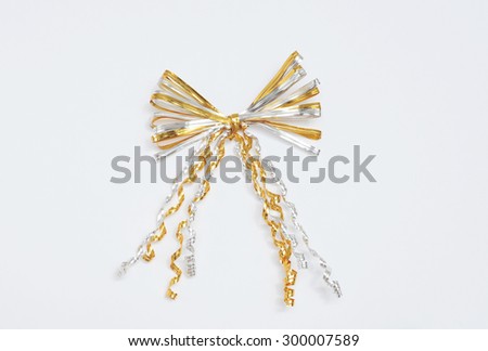 Ribbons isolated, gold and silver ribbon on white background