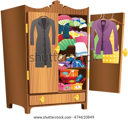Girls Wooden Wardrobe. Stock Vector Illustration 474610849 : Shutterstock
