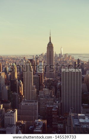 New York City Manhattan skyline panorama with Empire State Building