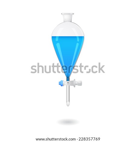 Separating funnel - 3d illustration of chemical lab equipment, vector, eps 10