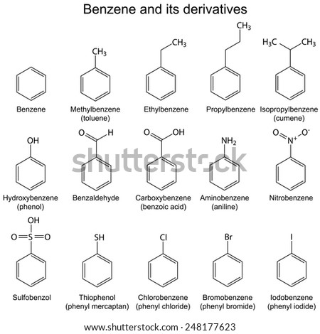 Structural Chemical Formulas Of Benzene And Its Derivatives, 2d ...