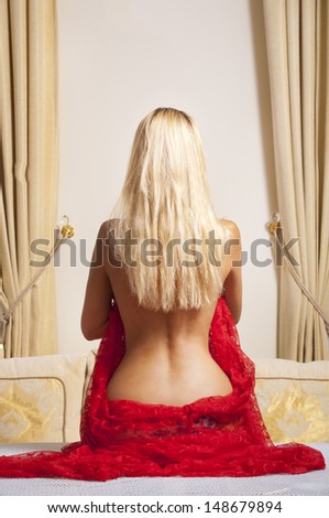 blondy woman with naked back