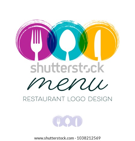 Abstract restaurant menu design with cutlery signs logo