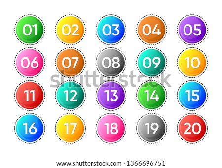 Twenty colorful vector numbers icons on white background