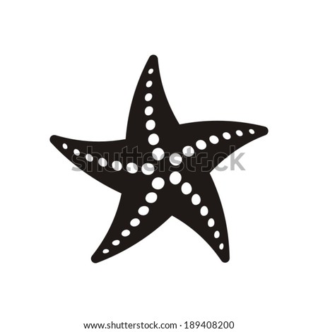 Black vector starfish icon isolated on white background