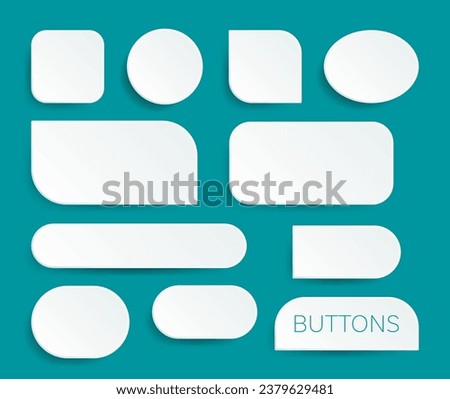 Various 3D white web buttons with shadows