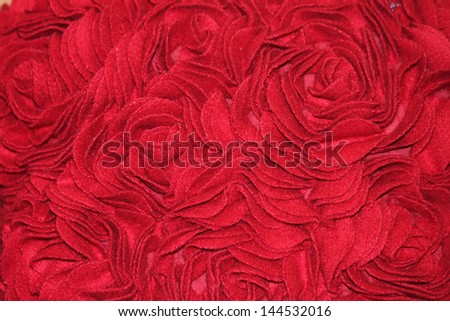Fluffy Red Pillow of Felted Wool Roses