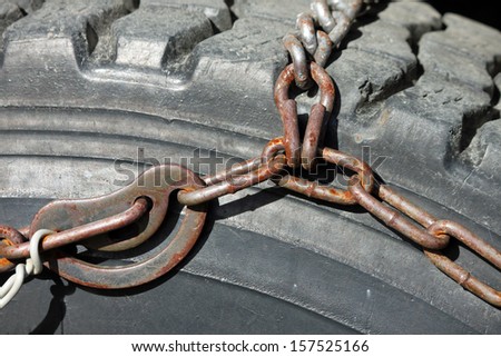 Closeup of Tire Chain