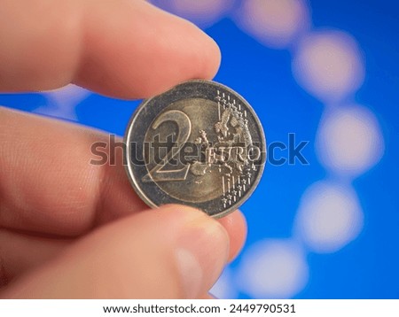 Image, Stock Photo Two euros Euro two € Money