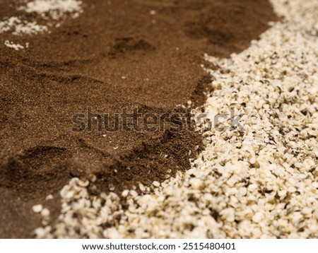 Similar – Image, Stock Photo Shelled hemp seeds superfood in white bowl