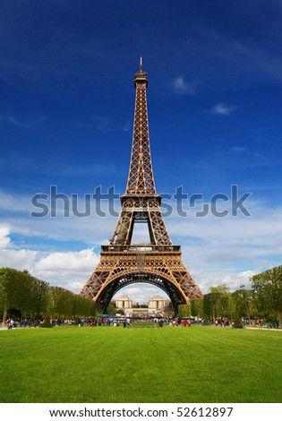 The Eiffel Tower on a sunny spring day in Paris