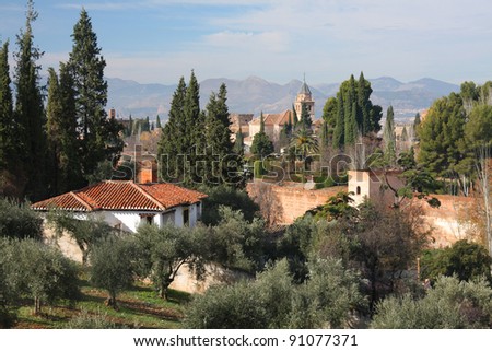 Spanish villa in Granada with the Alhambra in the background