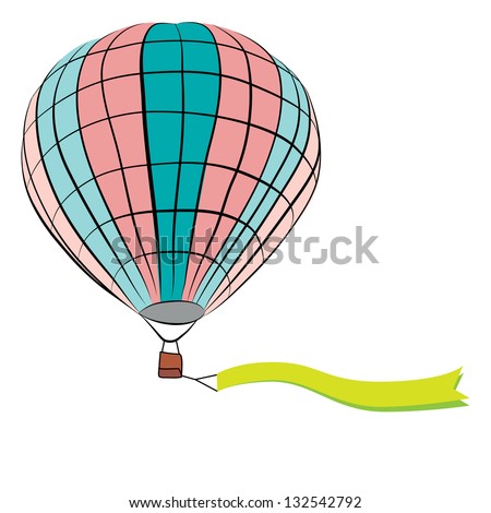 drawing of Hot air balloon on white background. vector format
