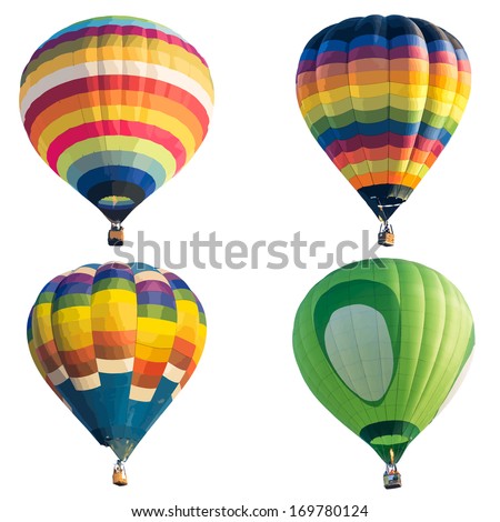 Colorful hot air balloon isolated on white background, vector format
