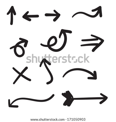 Hand drawn arrow illustration isolated on white background