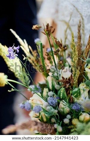 Similar – Image, Stock Photo Flower arrangement with wild flowers on a black background