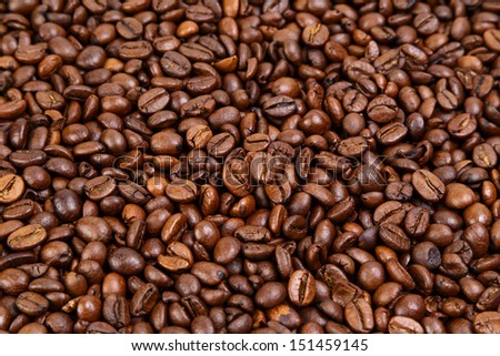 medium roasted fresh coffee beans, angle shot