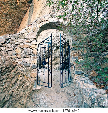 Open gate  in rock