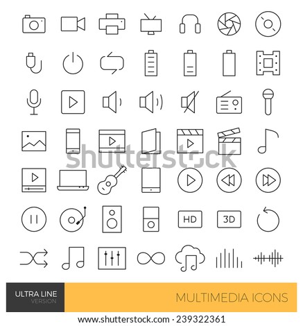 Premium Multimedia Ultra thin Line icons