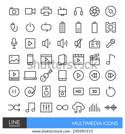 Multimedia Line Icons
