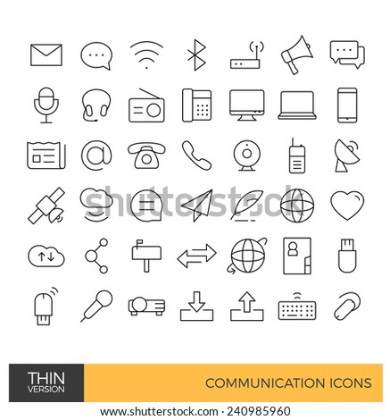 Communication thin line icons