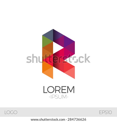 Letter R Vector Origami Logo icon. Colorful Abstract Design template element logo icon