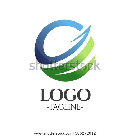 Globe Business vector logo template in blue and green