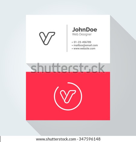 V Simple Letter Minimal alphabet linear logo. Business card template. Vector logo Element