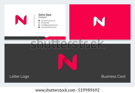 Corporate Minimal Business Visiting Card with Alphabet letter N Foto stock © 