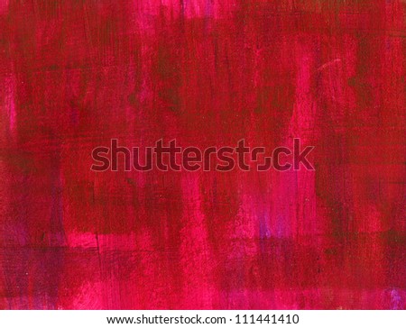 Bright red hand-painted brush stroke painted canvas daub background