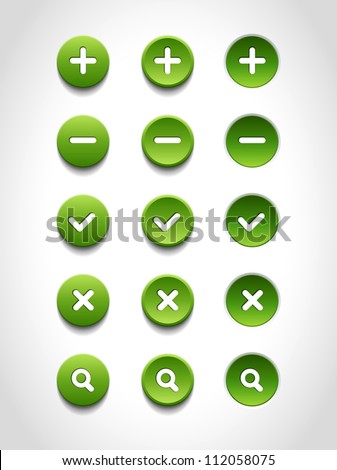 A set of green vector round web buttons