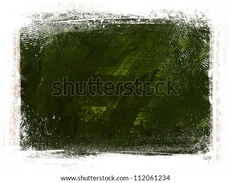 Green hand painted canvas background with grungy border