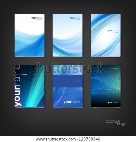 Blue vector brochure / booklet cover design templates collection