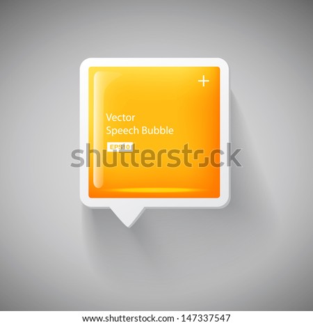 Vector 3d yellow square plastic glossy speech bubble