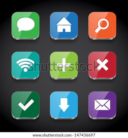 Vector square colorful glossy app icons collection