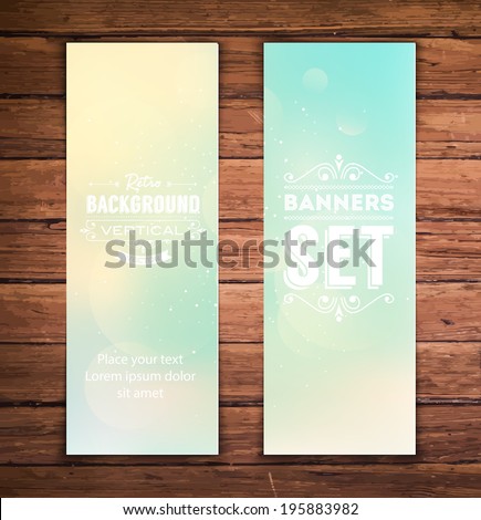 Vector vertical banners with light and subtle blurry glittering bokeh background