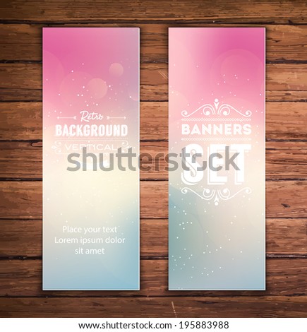 Vector vertical banners with light and subtle blurry glittering bokeh background