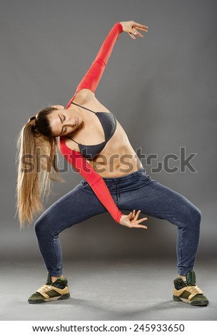 Young street dancer girl doing moves