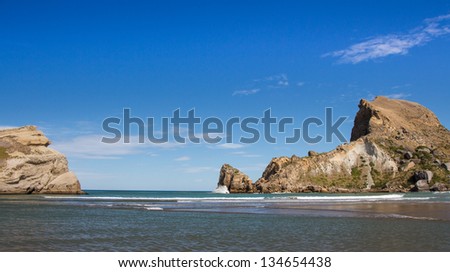 This the opening to the sea for boat to go in and out at Castlepoint New Zealand