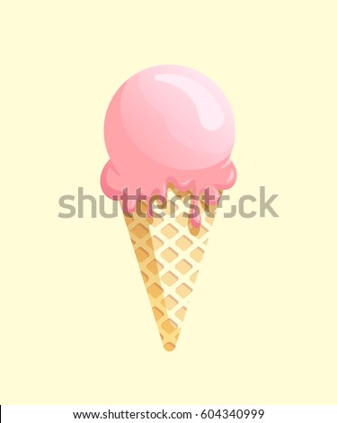 Ice cream in bright cartoon style. Icecream vector in nice colors isolated on white background.