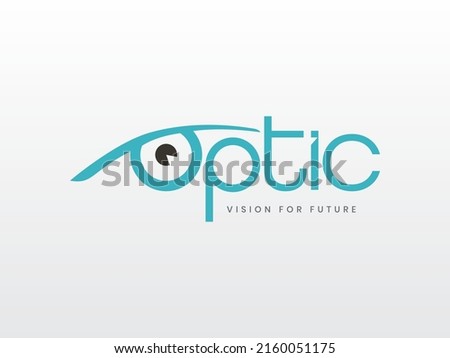 Optician eye vision vector logo illustration. Creative optic symbol template. 