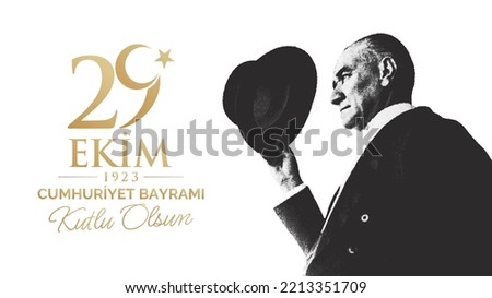 October 29, Turkish national holiday celebration vector illustration. 29 Ekim Cumhuriyet Bayrami Kutlu Olsun. English: Happy October 29, Republic Day. Greeting card template. ストックフォト © 